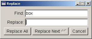 The search and replace dialog.