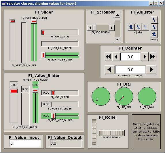 FLTK Valuators